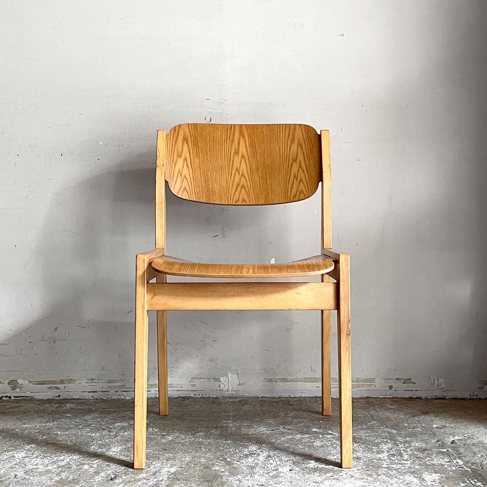 天童木工 TENDO ブックチェア ダイニングチェア 図書館椅子 オーク×ビーチ材 水之江忠臣 ジャパンビンテージ ミッドセンチュリー ■