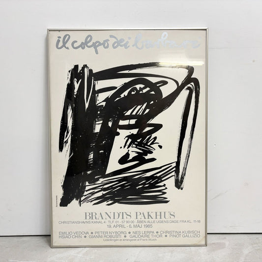 il colpo dei barbari 展覧会ポスター ピーター・ニボー Peter Nyborg ブランツ・パークス Brandts Pakhus 1985年 デンマーク コペンハーゲン 額装品 ●