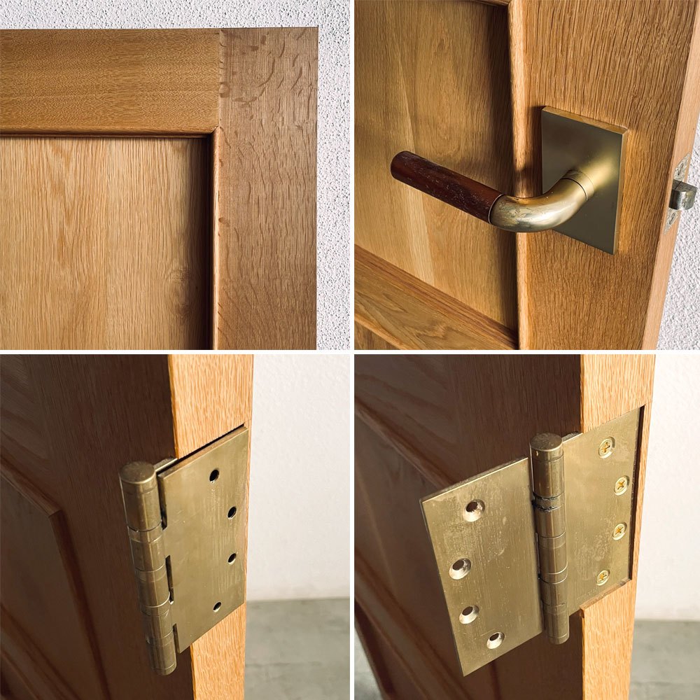 モーブレーワークス MOBLEY WORKS オーク材 4パネル ドア 真鍮ハンドル 建具 ドアクローザー付き 店舗什器 B 〓