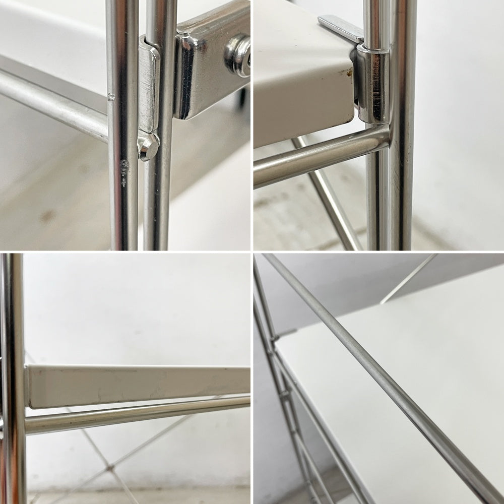 無印良品 MUJI ステンレスユニットシェルフ オープンシェルフ 本棚 飾り棚 収納棚 棚板4枚 ライトグレー W114cm H175cm ●