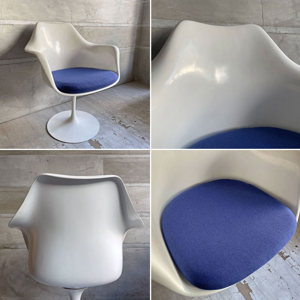 ノル Knoll ビンテージ チューリップチェア アームダイニングチェア 回転式 FRP 座面クッション交換済み エーロ・サーリネン Eero Saarinen スペースエイジ ミッドセンチュリー ♪