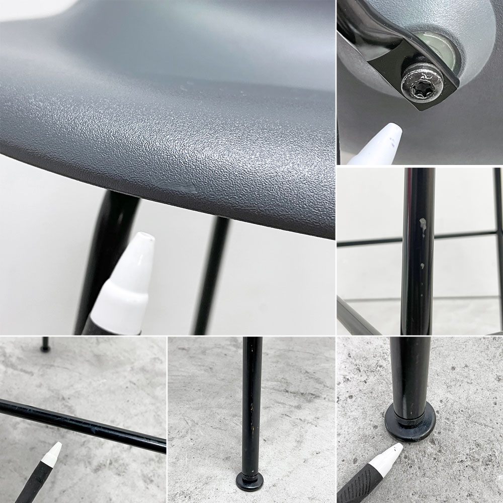 ハーマンミラー Herman Miller イームズプラスチックシェルスツール バーハイトスツール H115.5cm ポリプロピレン製 チャコール 廃番カラー ミッドセンチュリー A ●
