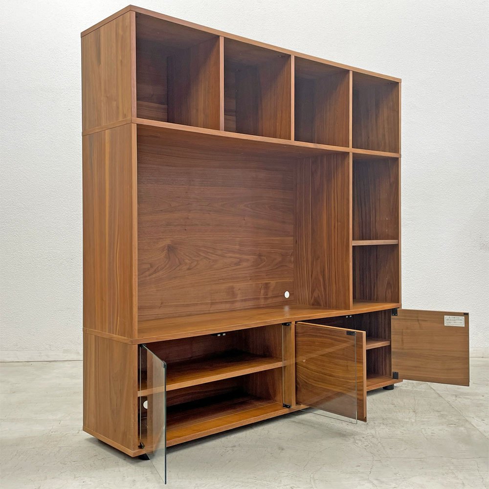 無印良品 MUJI スタッキングキャビネット Cセット ウォールナット材 W162cm AVボード 壁面収納 ナチュラル シンプルモダン 〓