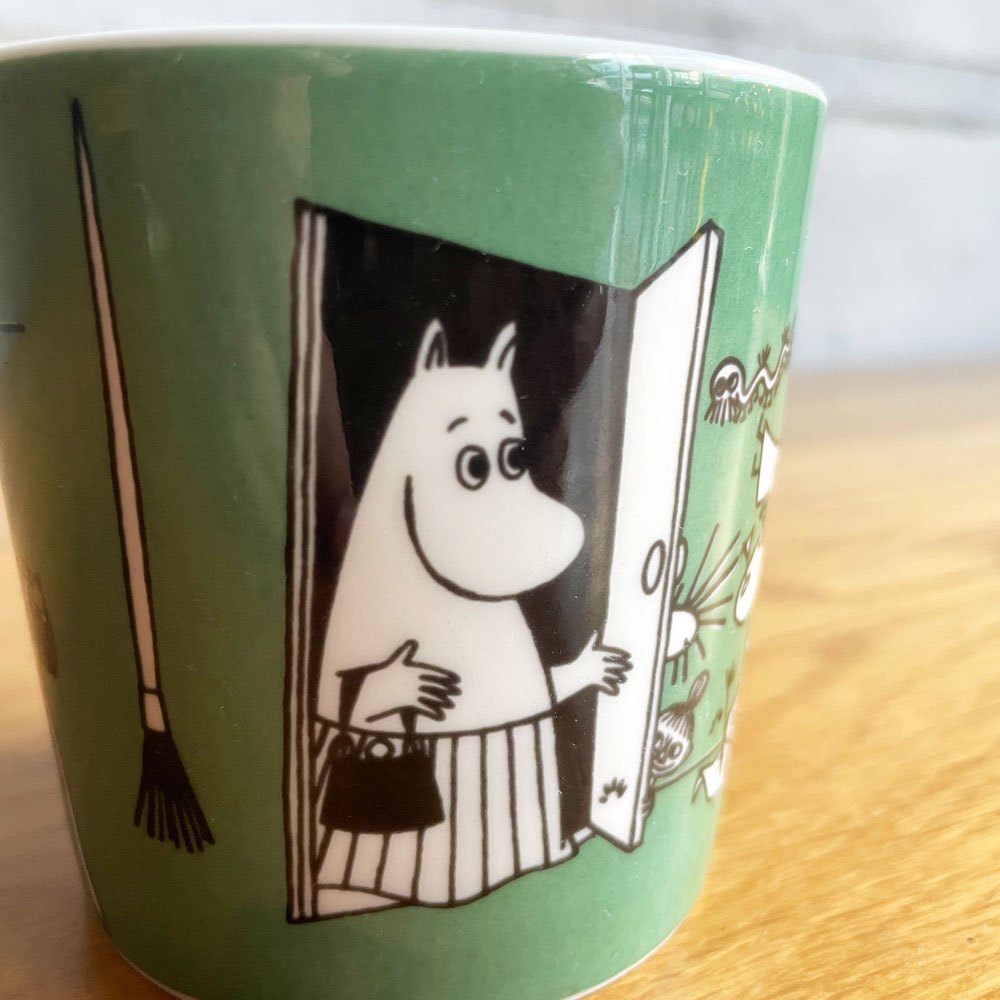 アラビア ARABIA ムーミンマグ MOOMIN ドローイング Drawing 1996-2002 グリーン トーベ・ヤンソン Tove Janson フィンランド 北欧食器  美品  ♪