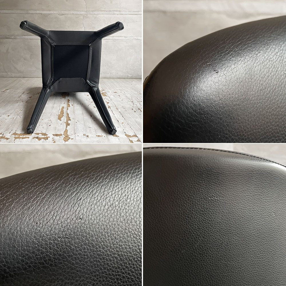 カッシーナ Cassina オラ 369 HOLA アームレスチェア ダイニングチェア 本革 ブラックレザー ハンス・ウェッツスタイン イタリア 定価￥418,000- ♪