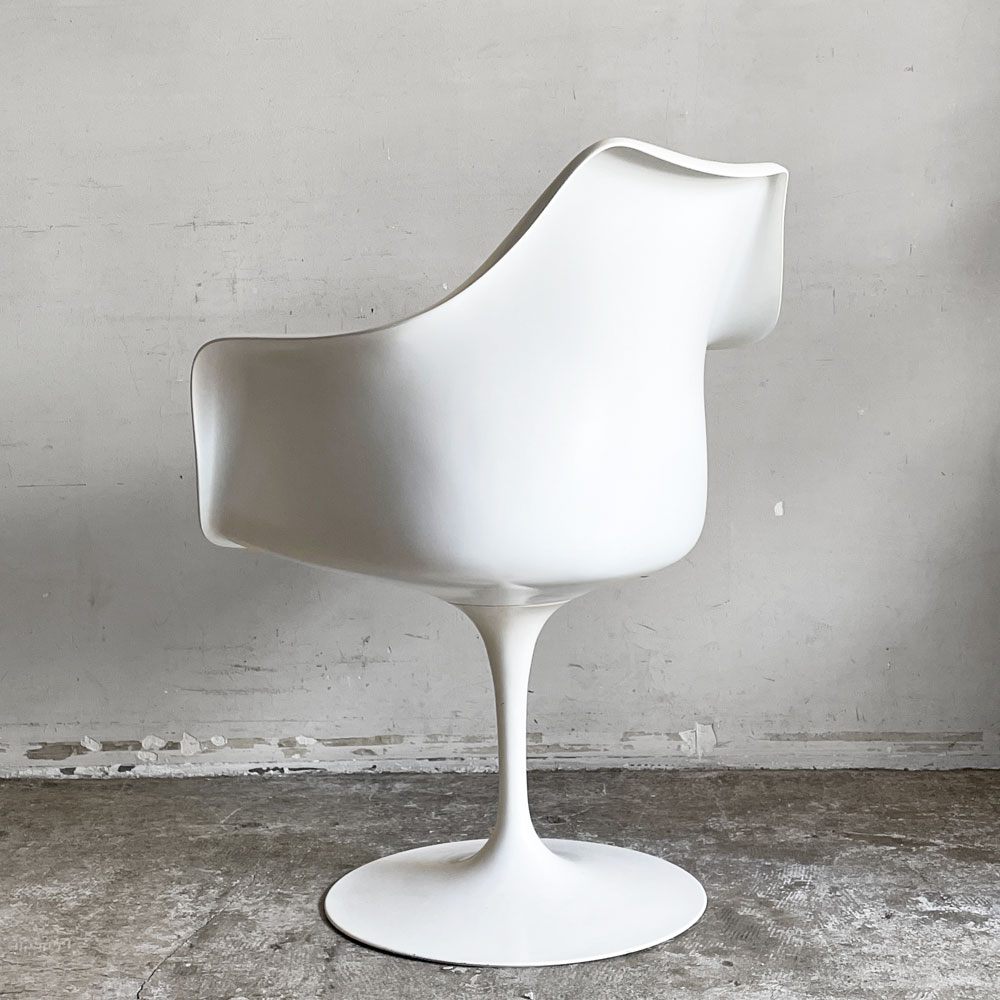 ノル ノール Knoll サーリネンコレクション チューリップチェア アームチェア ダイニングチェア ホワイト 座面クッション交換済み エーロ・サーリネン ビンテージ 参考定価￥520,300- ■