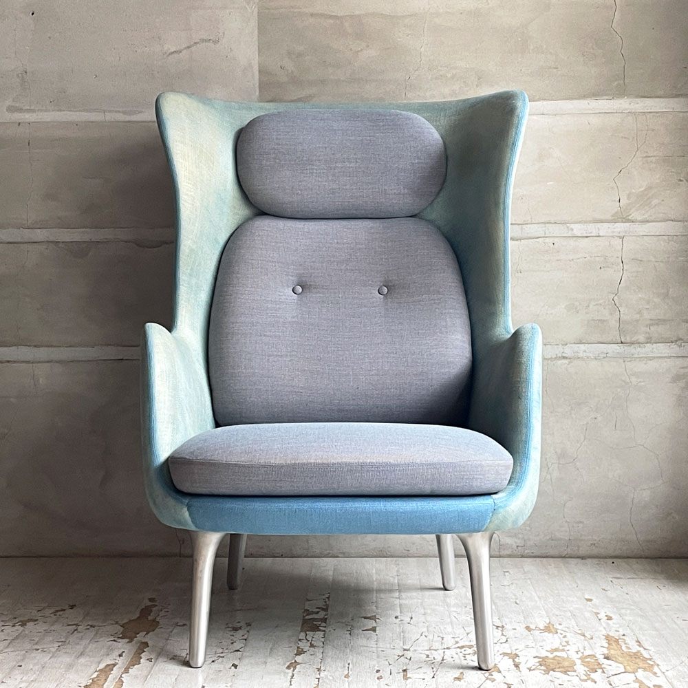 フリッツハンセン Fritz Hansen ロオチェア RO JH1 ラウンジチェア ファブリック Faded Denim Blue アルミベース ハイメ・アジョン 現行定価￥526,680以上 ♪