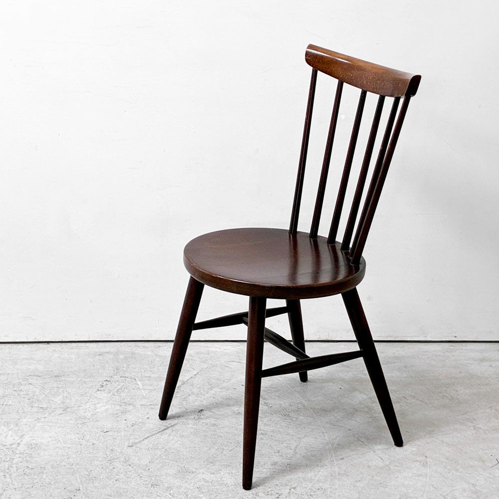 秋田木工 Akimoku ハンナチェア Hanna Chair スピンドルチェア ダイニングチェア ブラウン系 和モダン ジャパンビンテージ ●