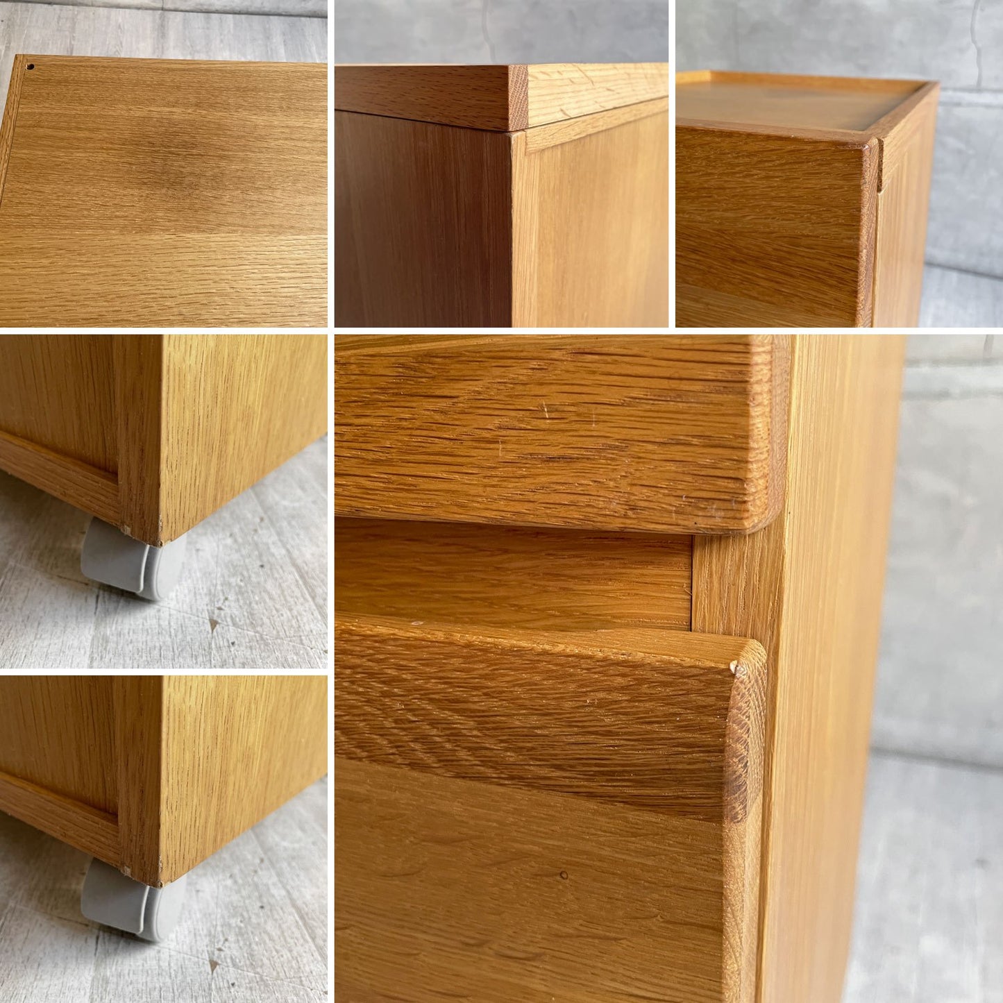 無印良品 MUJI デスクキャビネット デスクワゴン 袖机 オーク無垢材 トレー リバーシブル天板 キャスター付き ナチュラル 廃番 ♪