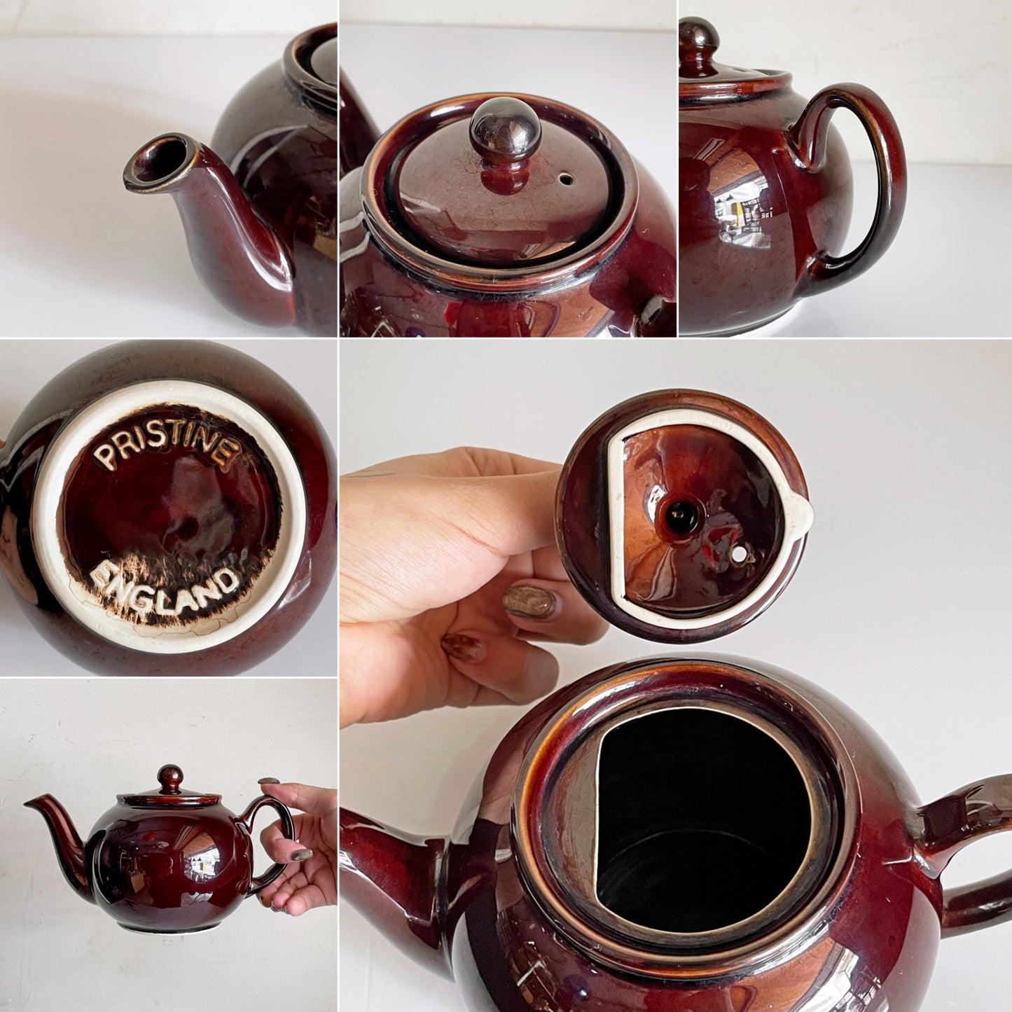 プリスティン PRISTINE POTTERY ブラウンベティー Brown Betty ティーポット ダークブラウン 4カップ イギリス製 廃窯 ビンテージ ■