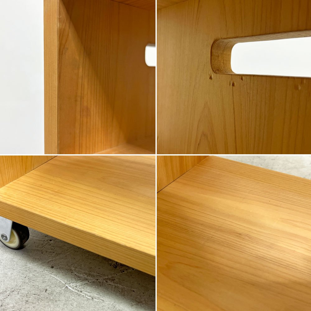 キシル XYL オープンワゴン ハイ ストレージBOX付き キャスター付き 国産ひのき無垢材 W50xD29xH70cm ●