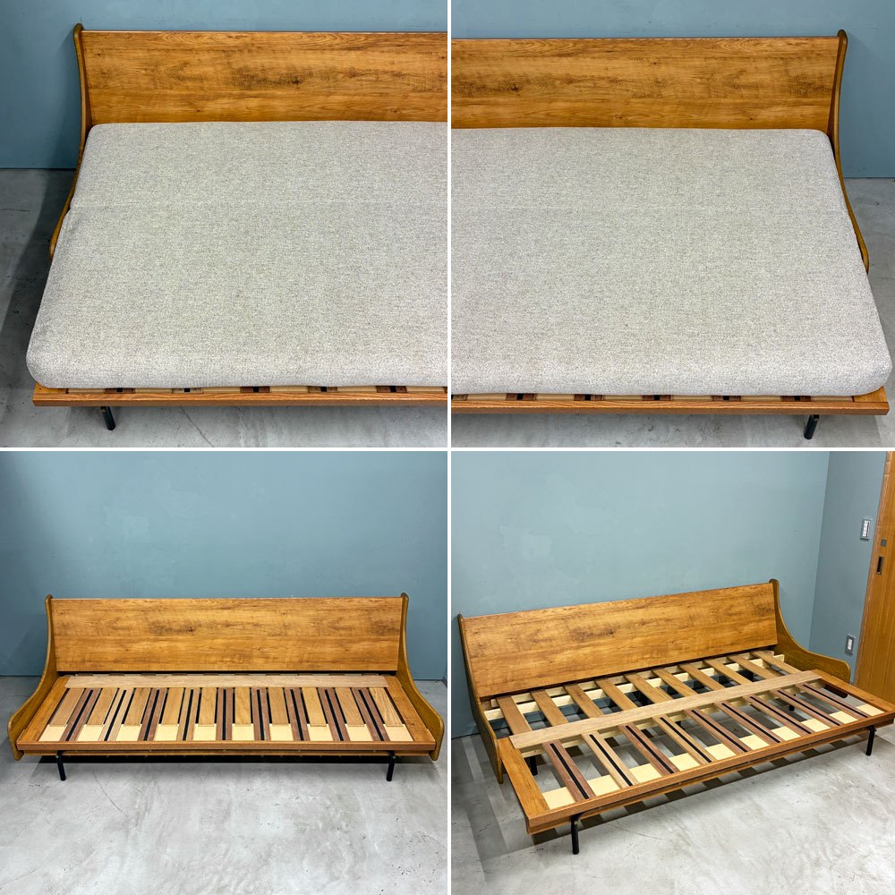 ジャーナルスタンダード j.s.F ハビタ HABITAT SOFA BED ソファベッド デイベッド 3人掛けソファ W200cm オーク材 ファブリック ベージュ 定価￥231,000- ◎