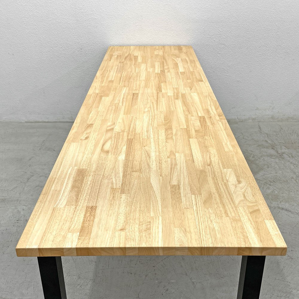 かなでもの KANADEMONO ザ・テーブル THE TABLE デスク ラバーウッド無垢材 W250xD70cm スチール スクエアバーレッグ ブラック A 〓