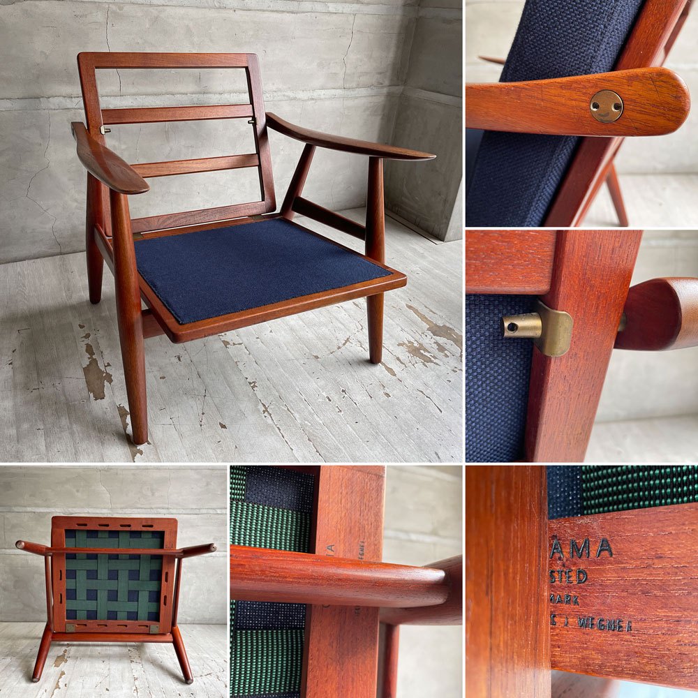 ゲタマ GETAMA GE270 1Pソファ イージーチェア ラウンジチェア チーク無垢材 ハンス・J・ウェグナー デンマークビンテージ 北欧家具 希少 ♪