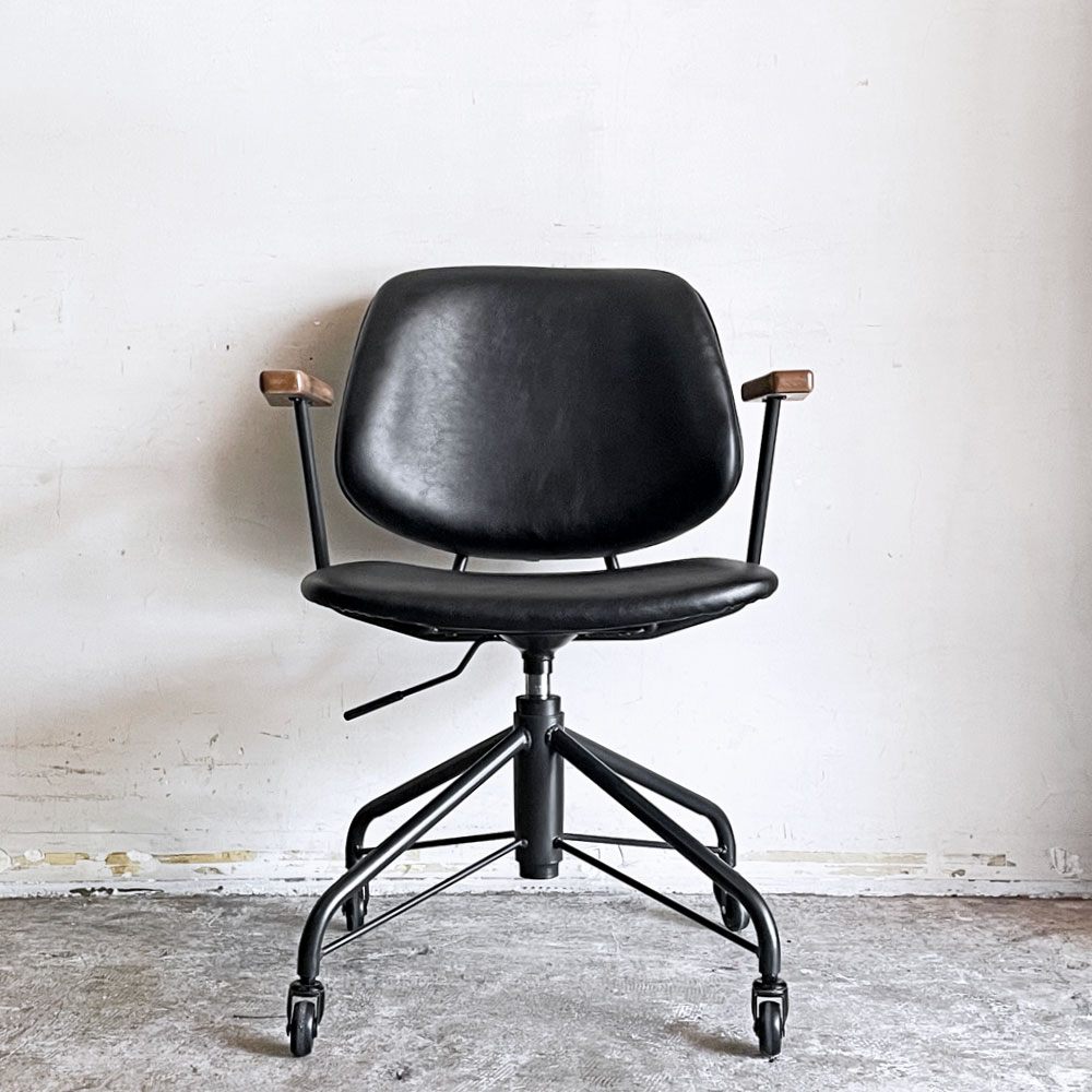 クラッシュゲート CRASHGATE ノットアンティークス Knot Antiques アボック ABOCK デスクチェア ブラック オーク材 肘付き 展示美品 ■