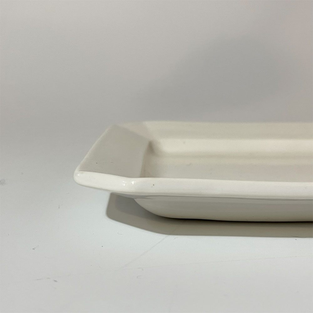 岡田直人 長角皿 20cm プレート ホワイト 陶芸家 現代作家  B ★