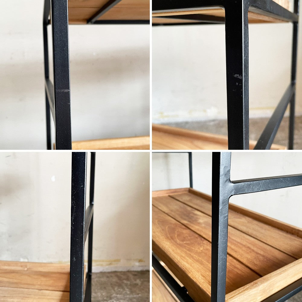 イデー IDEE ジャティ トゥア シェルフ JATI TUA SHELF M オープンシェルフ 3段 オールドチーク無垢材 ブラックスチールフレーム W76cm インダストリアル 定価￥119,900- ■