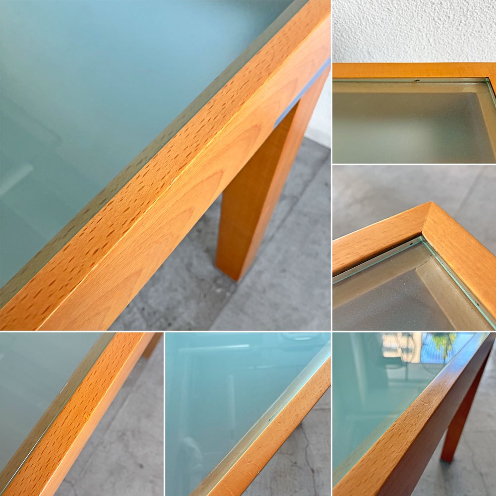 カリガリス Calligaris ダイニングテーブル フロストガラス × ビーチ材 W135cm イタリアンモダン 〓