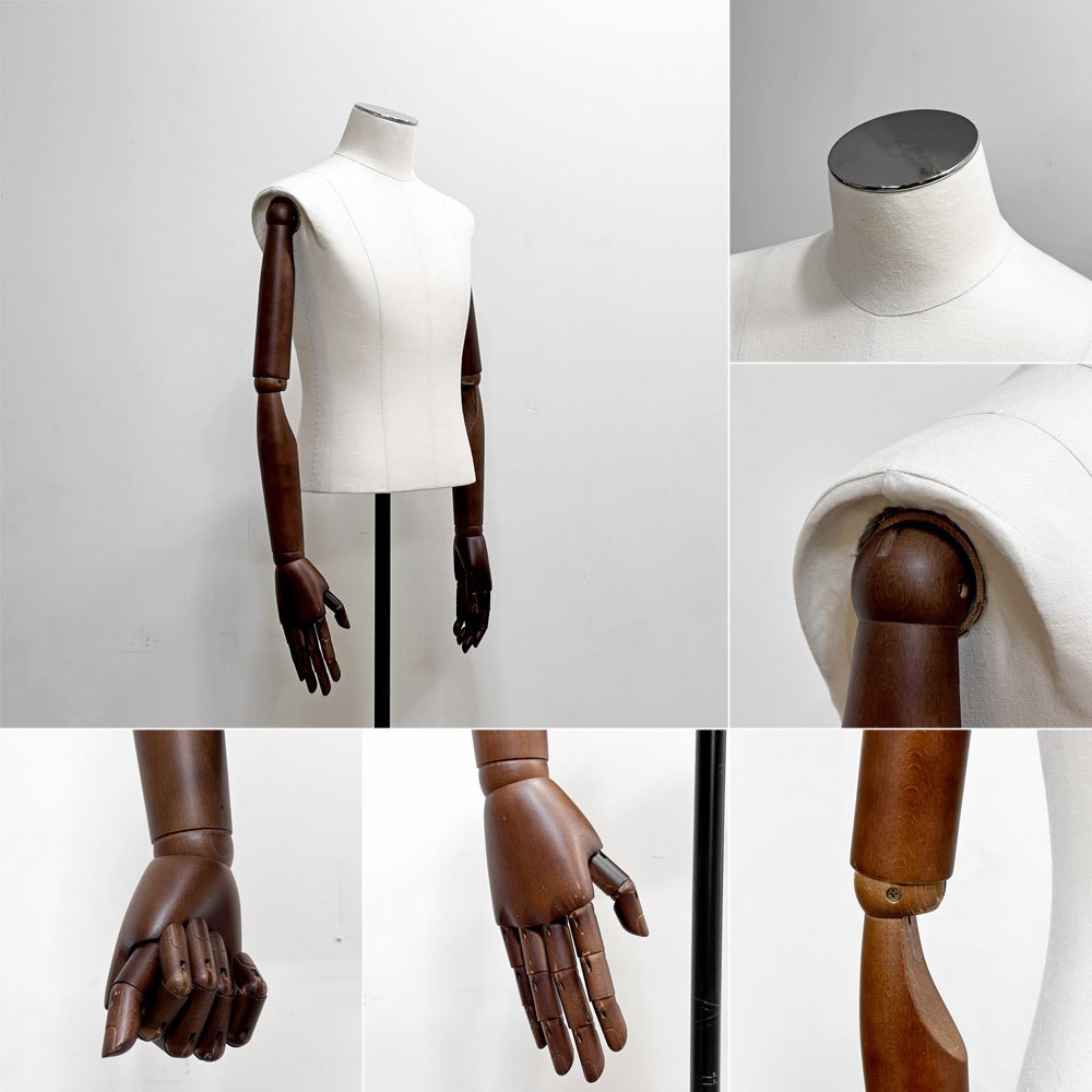 メンズ トルソー マネキン 上半身 腕付き ボディ スタンド付き  H133 ～ 184cm 店舗什器 ●