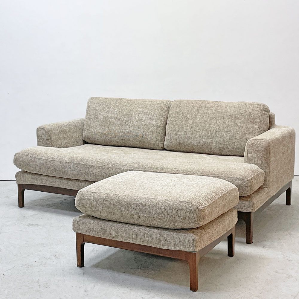 ジャーナルスタンダードファニチャー j.s.F ジェーエフケー JFK 2シーターソファ ファブリック カバーリング  フェザークッション W170㎝ オットマン付き ●