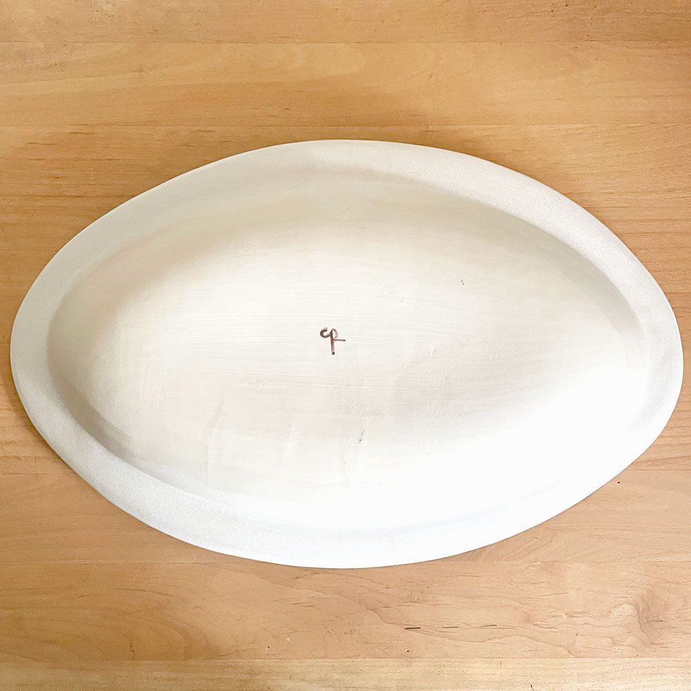 クリスチャンヌ ペロション Christiane Perrochon ストーンウェア STONEWARE オーバル プレート 大 ホワイトカラー イタリア 陶器 ハンドメイド 現代作家 ■