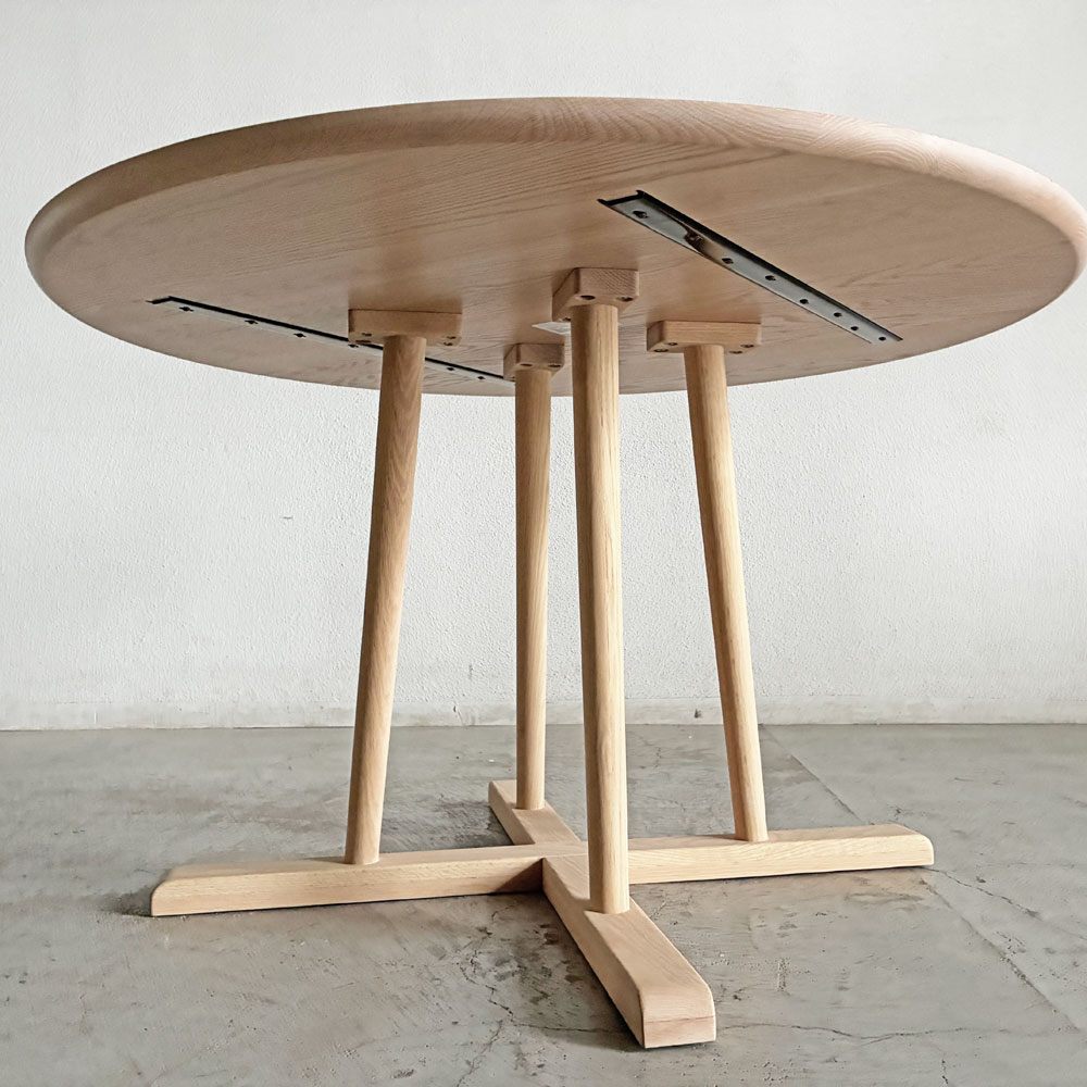 アクタス ACTUS タイム THYME ダイニングテーブル ラウンド W120cm オーク無垢材 ウレタン塗装 ミルク ナチュラル 定価￥149,600- 〓