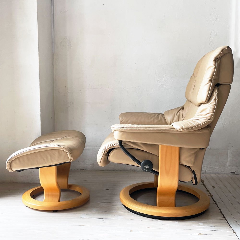 エコーネス EKORNES ストレスレスチェア Stressless レノ RENO リクライニングチェア オットマンセット ノルウェー 北欧家具 ★