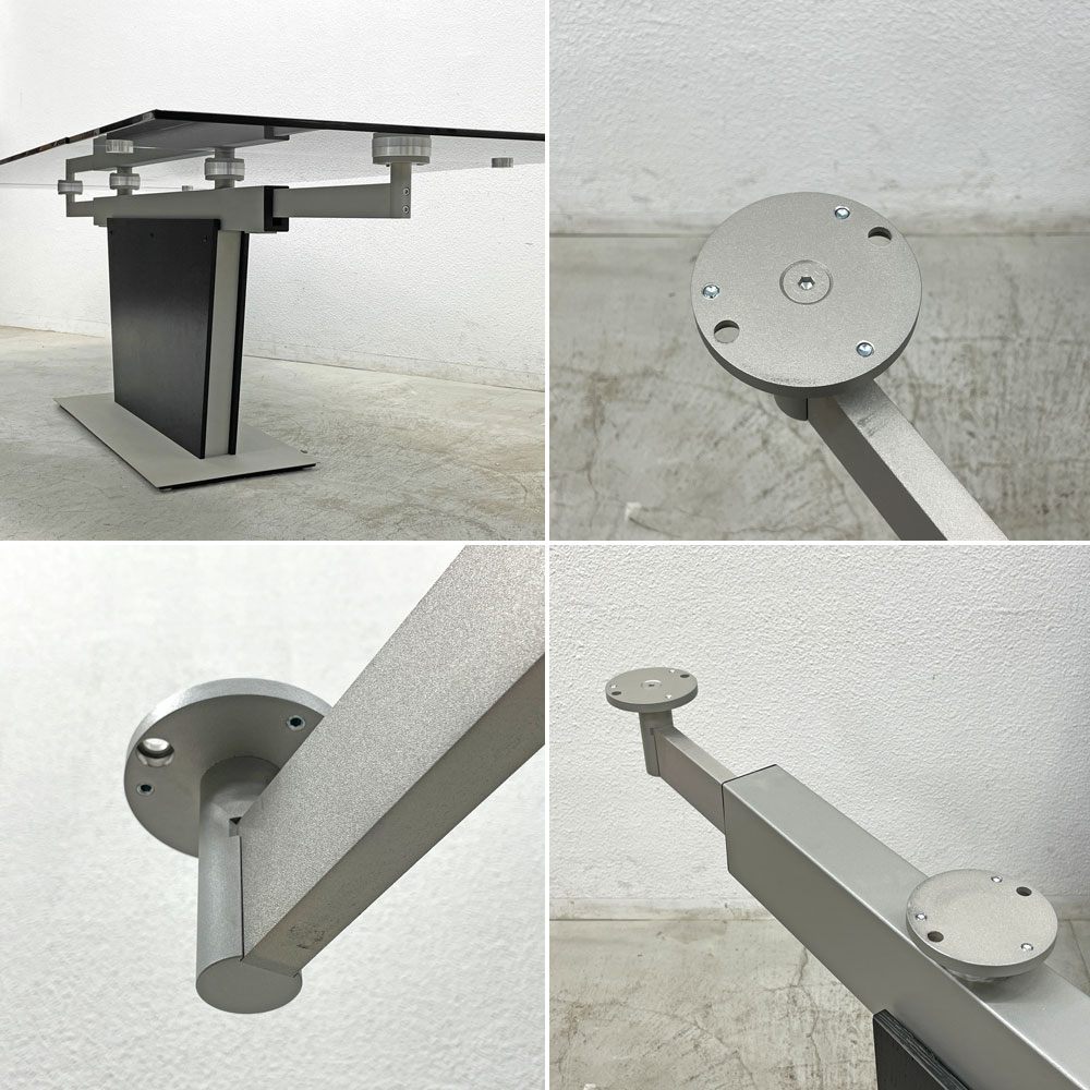 ボーコンセプト Boconcept モンツァ Monza ダイニングテーブル ガラス天板 エクステンション W190～280cm スモークガラス モノトーン 〓