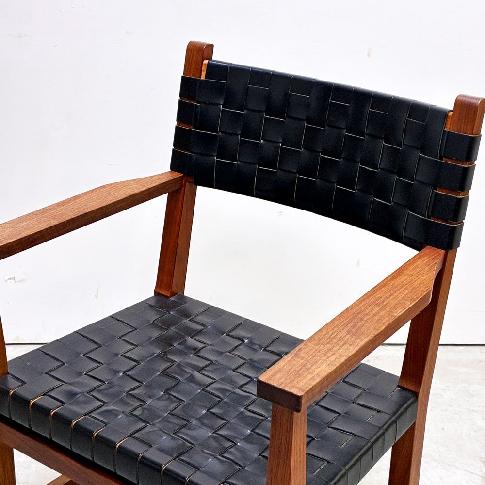北の住まい設計社 KITANOSUMAISEKKEISHA ラスティック チェア RUSTIC CHAIR アームチェア レザー 本革  ブラック カエデ x ナラ材 廃番 B ●