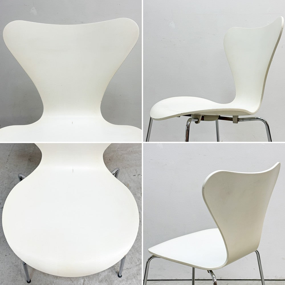 フリッツハンセン Fritz Hansen 3107 セブンチェア ホワイト ラッカー仕上げ スタッキング アルネ・ヤコブセン デンマーク 北欧家具 B ●