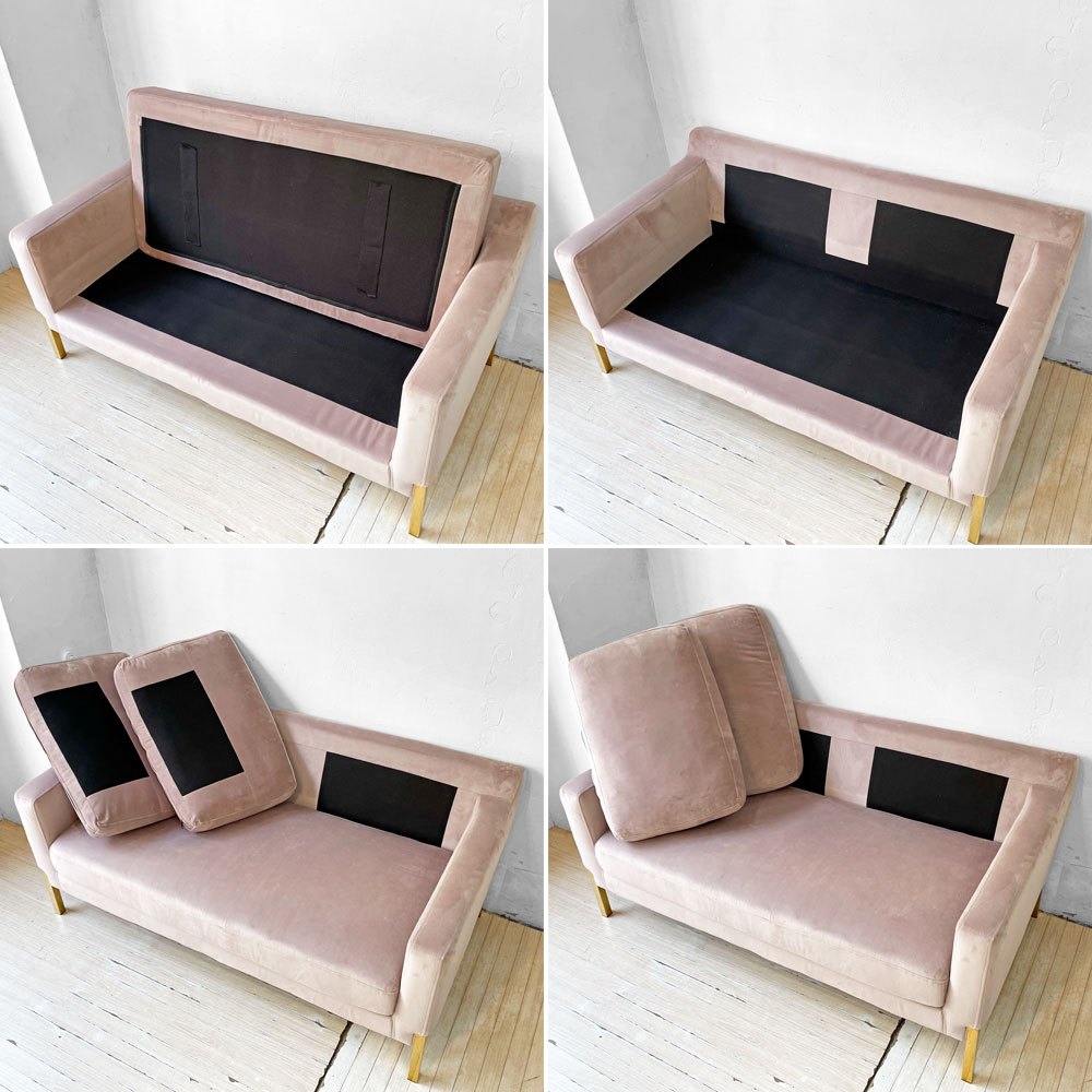 フランフラン Francfranc スプランソファ 2シーター ソファ クッション付 ピンク 定価\59,000- ★