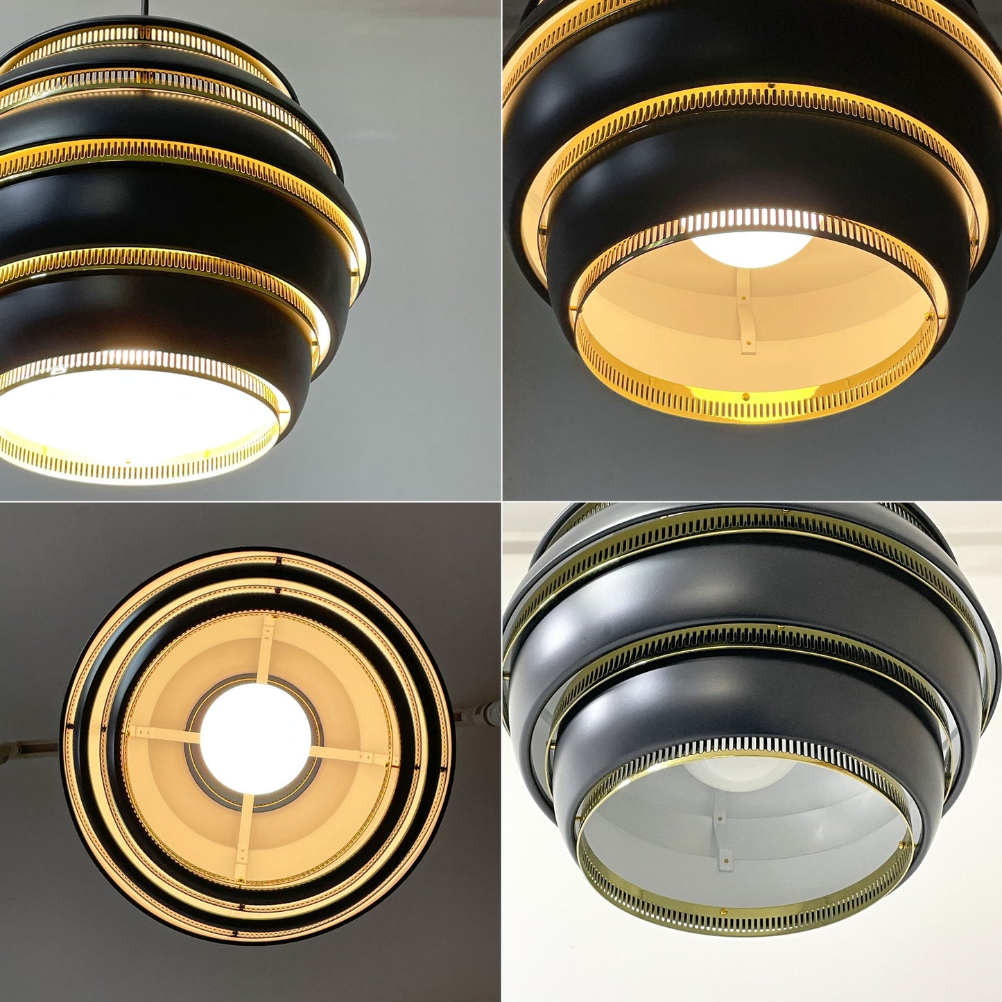アルテック artek A331 ビーハイブ Beehive アルヴァ・アアルト Alvar Aalto ブラック ブラスメッキリング ペンダントライト フィンランド 箱付き ダクトレール用 プラグタイプ 定価￥179,300- ●