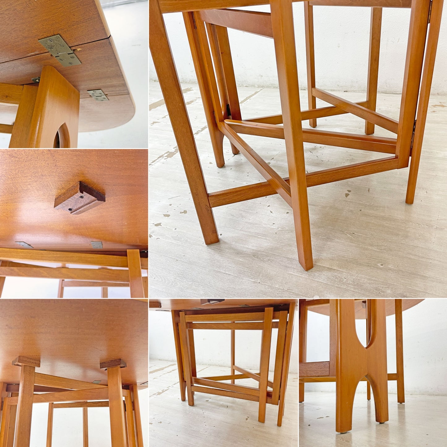 ジェンティーク Jentique ゲートレッグ テーブル gate leg table チーク材 クロスレッグ バタフライテーブル  UKビンテージ ●