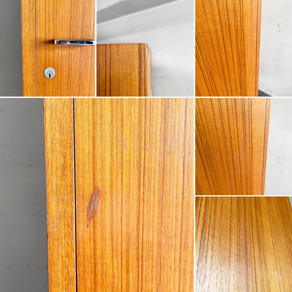 天童木工 TENDO ビンテージ ワードローブ キャビネット チーク材 鍵付き H180cm 北欧スタイル ミッドセンチュリーモダン ジャパンビンテージ ■