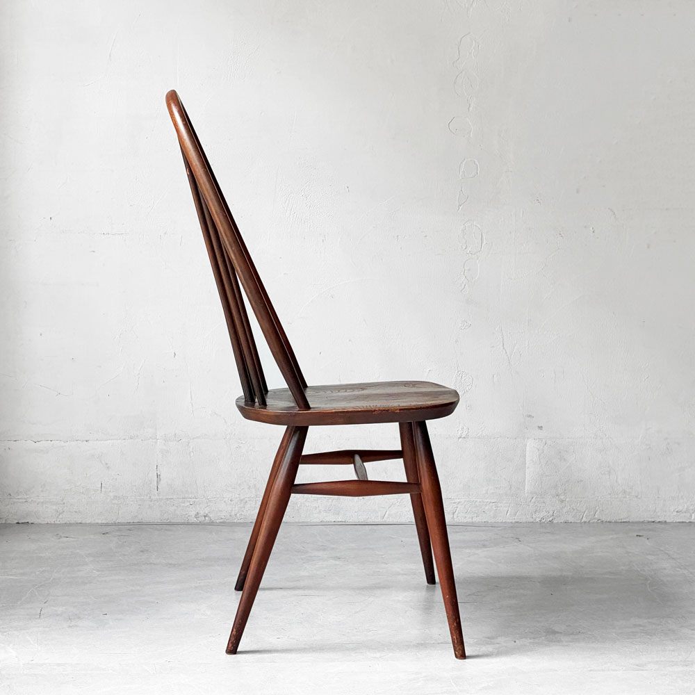 アーコール Ercol クエーカーチェア ダイニングチェア ハイバック オールドコロニアル ブラウン エルム材 × ビーチ材 UKビンテージ 英国家具 ★