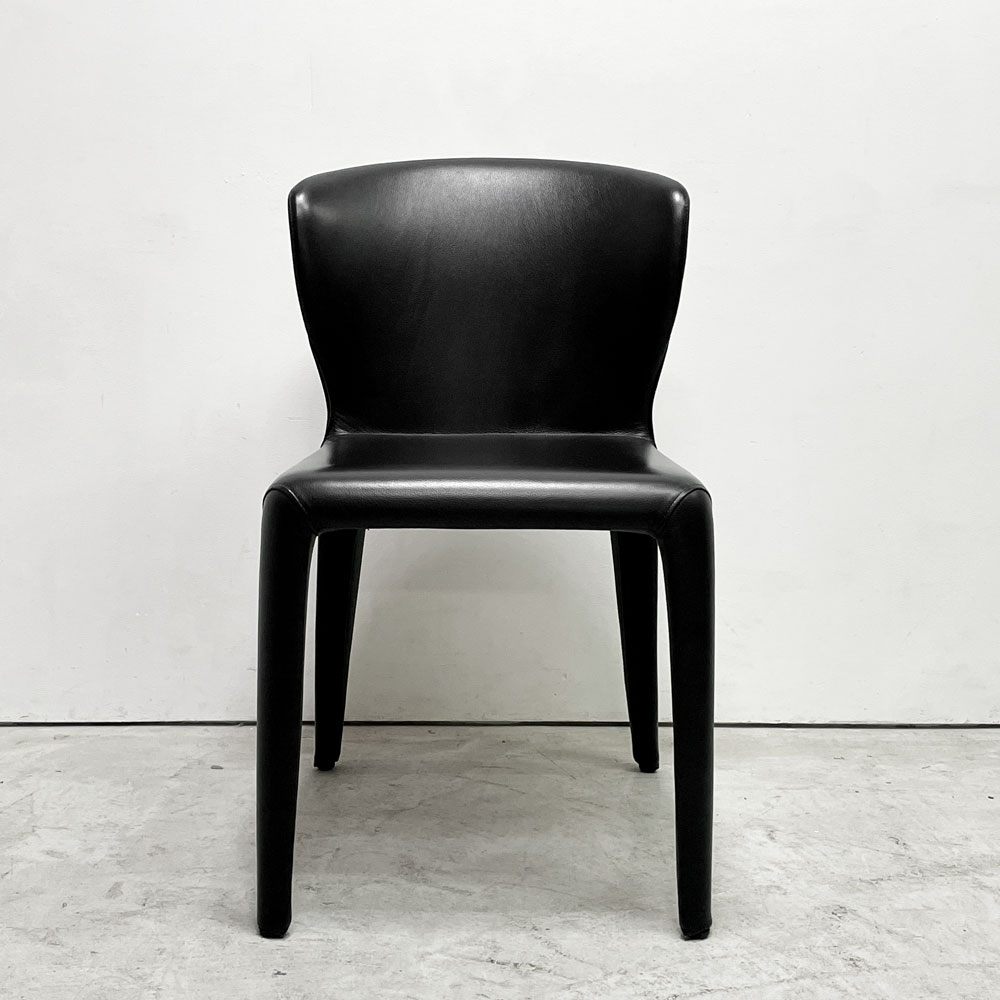 カッシーナ Cassina オラ 369 HOLA アームレスチェア ダイニングチェア 本革 ブラックレザー ハンス・ウェッツスタイン イタリア 定価￥418,000- B ●