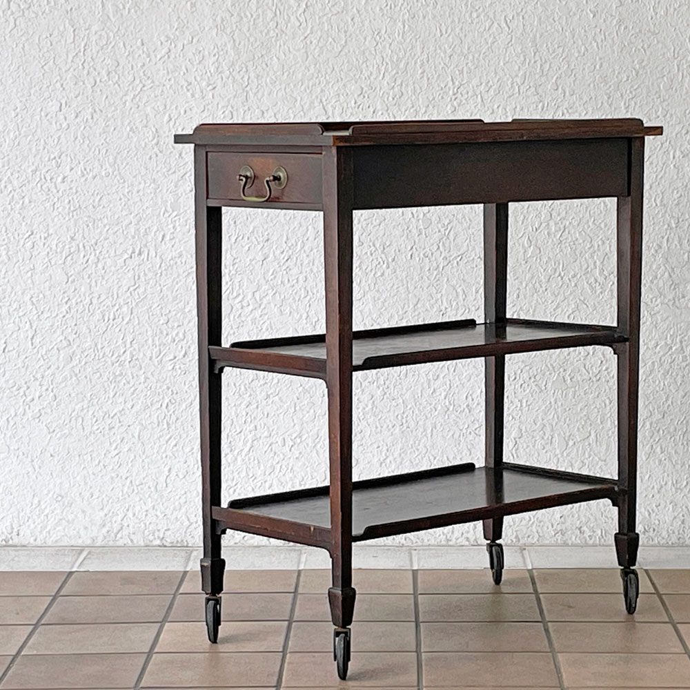 UKビンテージ Vintage オーク材 トロリー キッチンワゴン 1ドロワー 英国家具 アンティーク Antique ◇