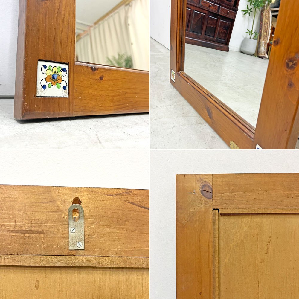 アクタス ACTUS バレンシア ウォールミラー パイン材 タイル カントリー スペイン製 W65.5×H97cm ●
