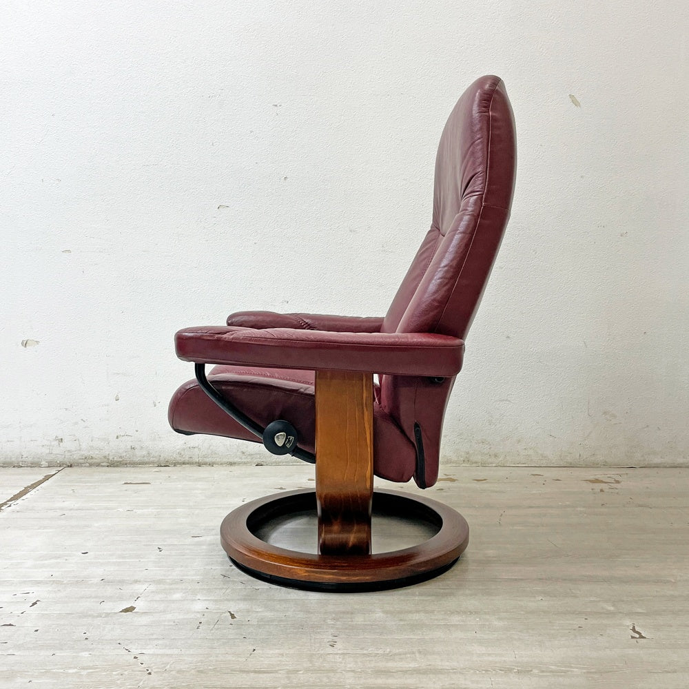 エコーネス EKORNES コンサル Consul ストレスレスチェア stressless リクライニングチェア オットマン付き クラシック レザー Mサイズ 2006年製 A ●