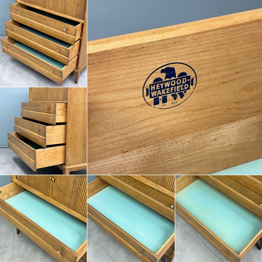ヘイウッドウェイクフィールド HEYWOOD WAKEFIELD ケイデンス Cadence ハイチェスト キャビネット w104㎝ 蛇腹扉 USビンテージ ◎
