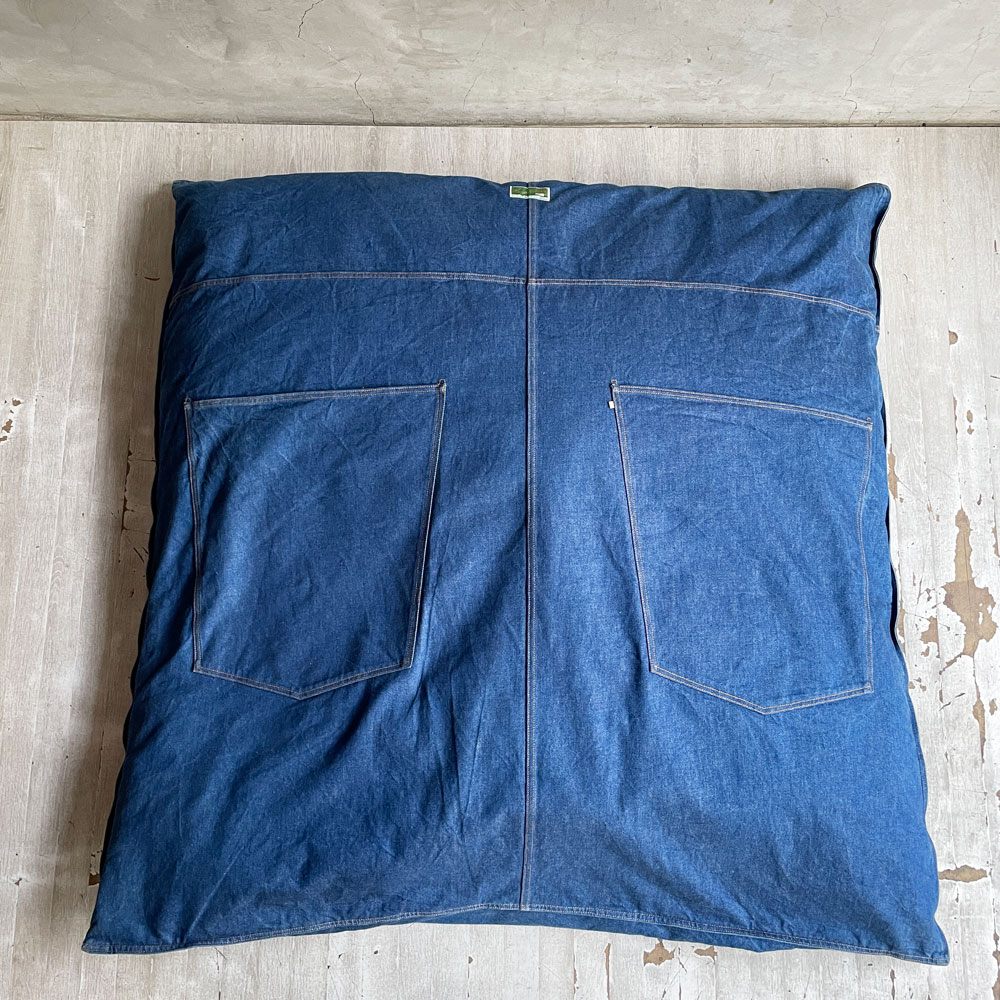 ジャーナルスタンダードファニチャー journal standard Furniture × ウエストオーバーオールズ WESTOVERALLS コラボレーション デニム生地 BIGクッション 120cm 廃番希少 ♪