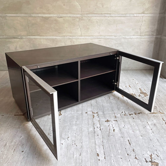 アルフレックス arflex コンポーザー COMPOSER ローキャビネット ガラス扉 AVボード テレビボード ソフトクローズ ブラウン×シルバー モダンデザイン イタリア ♪