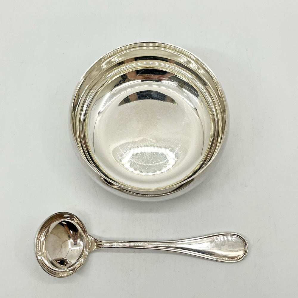 クリストフル CHRISTOFLE アルビ ALBI シュガーレードル＆ボウル セット カトラリー 銀メッキ 銀食器 王室御用達 フランス 箱付 ●