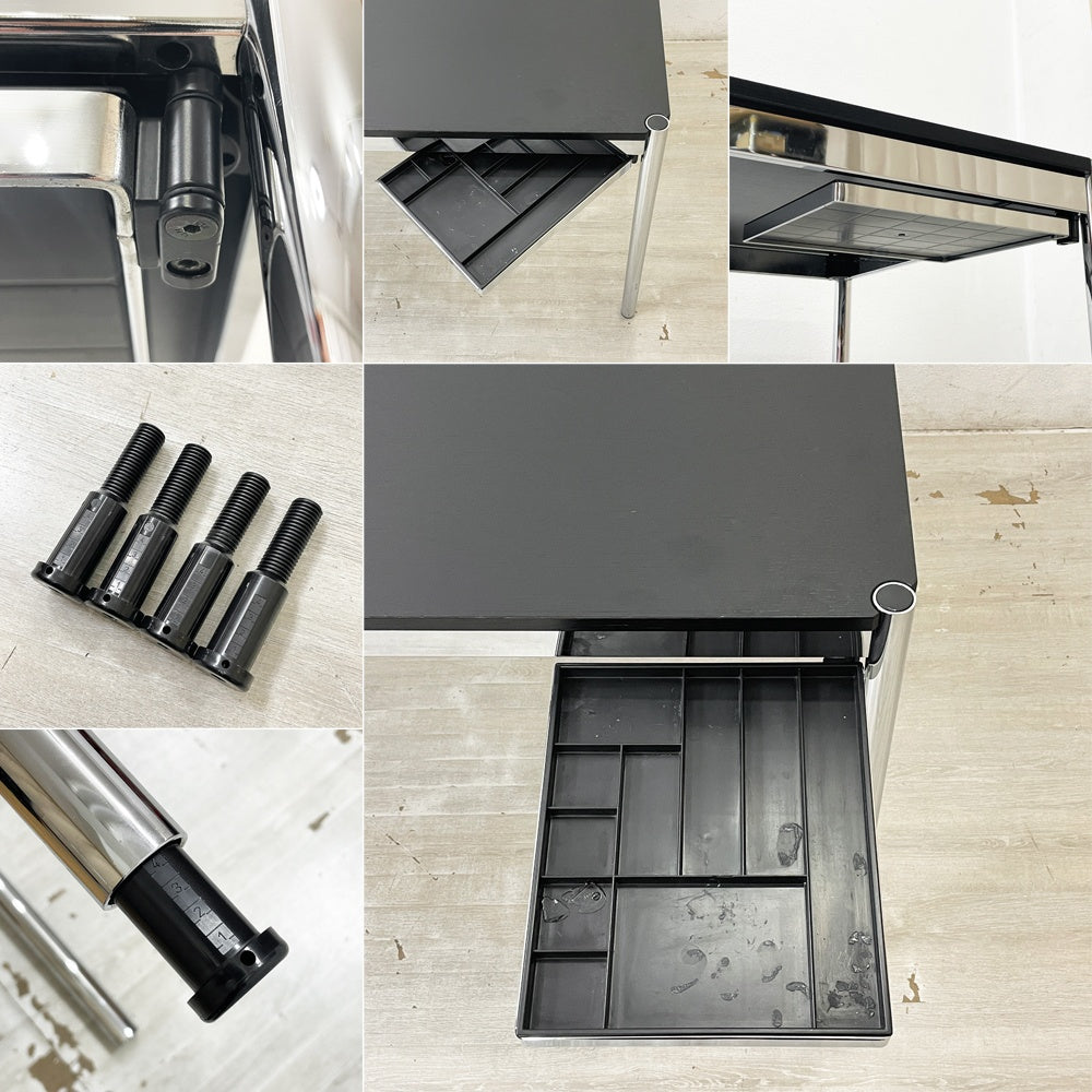 ユーエスエムハラー USMハラー USM Haller モジュラーファニチャー ハラーテーブル ワークデスク W175×D75cm オーク材 ブラック ペントレイ＆ケーブルガイド付き ●