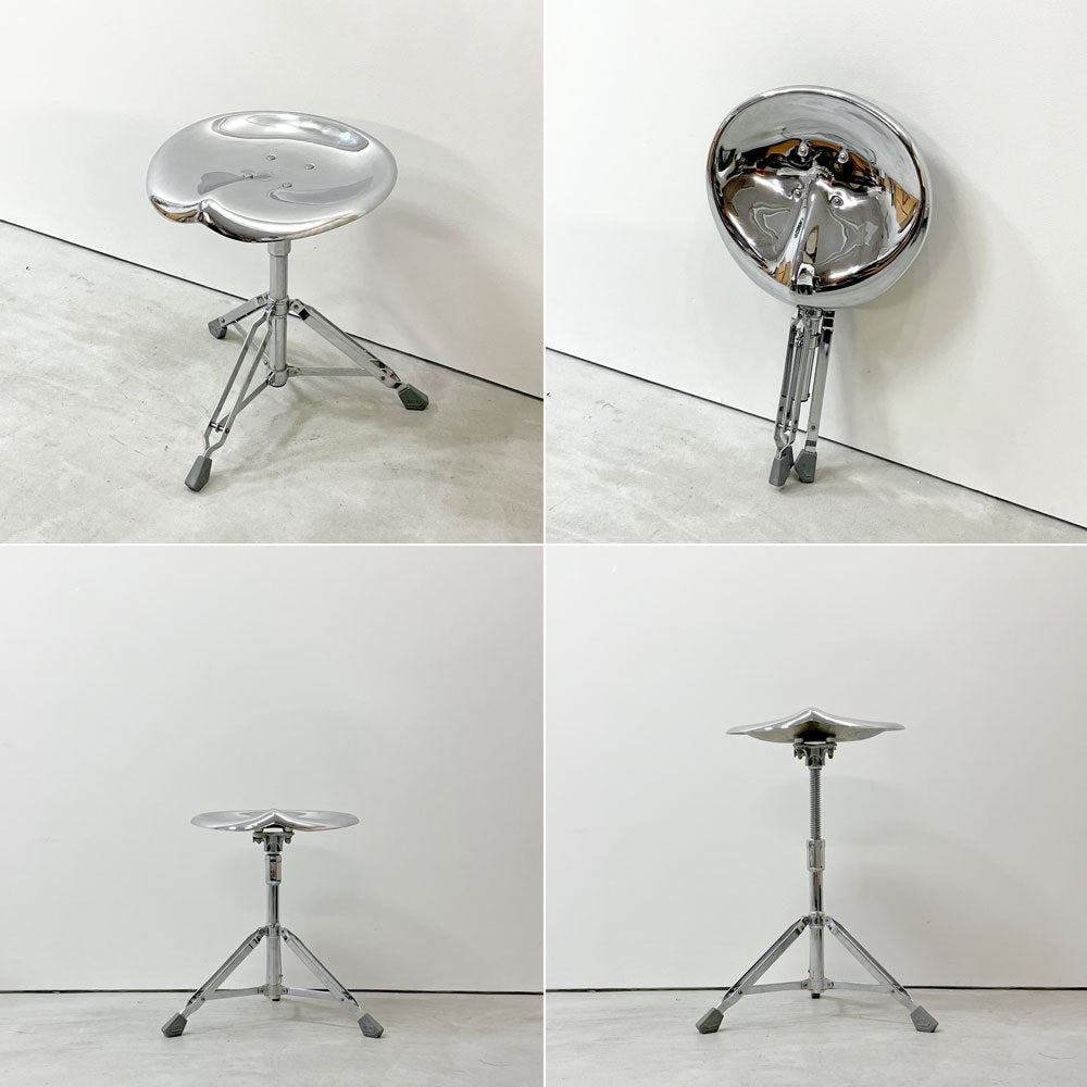 ダルトン DULTON X2 ビートスツール BEAT STOOL 回転式 無段階高さ調節 スチール クローム 折り畳み 廃番 C ●