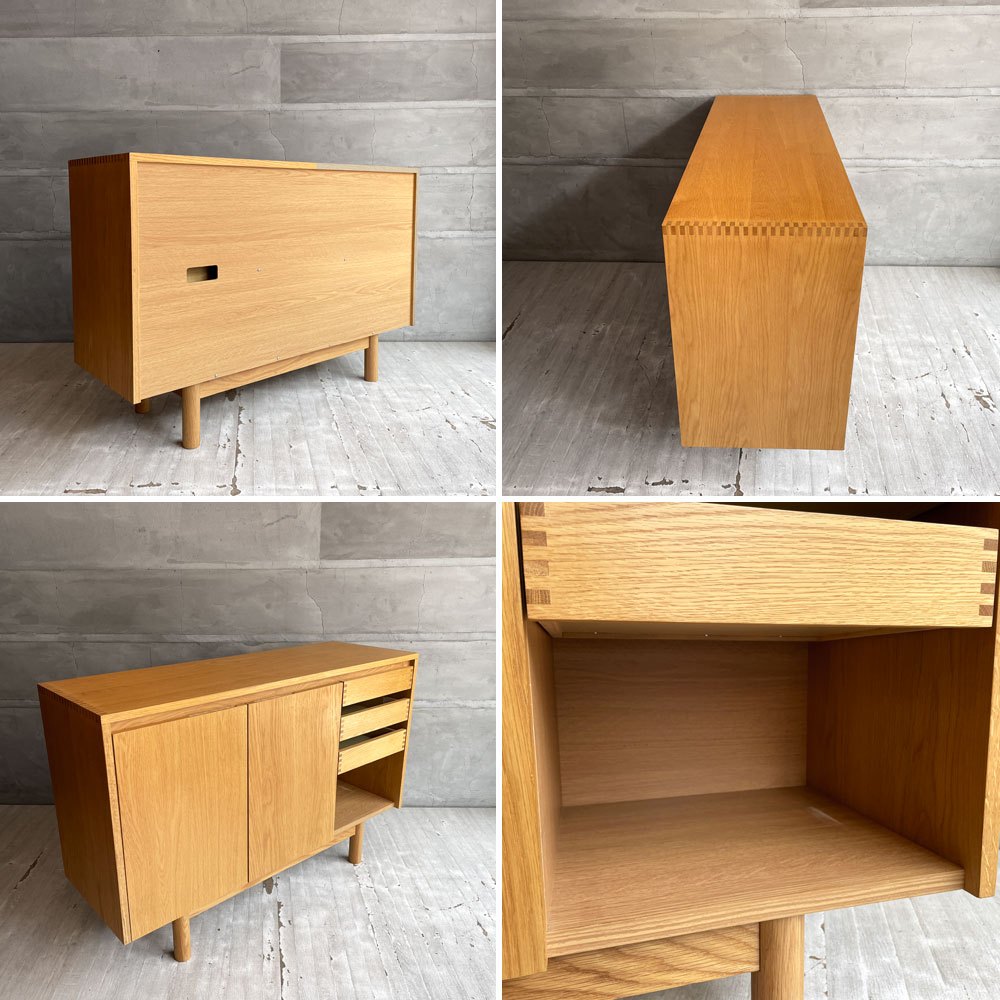 ウニコ unico クラフ CRAFF キャビネット サイドボード オーク材 抽斗3杯 W120cm  廃番希少 ♪