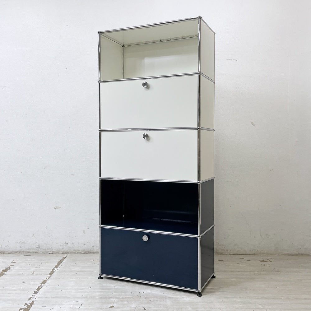 ユーエスエムハラー USMハラー USM Haller モジュラーファニチャー キャビネット シェルフ 1列5段 W77×D37cm ドロップダウンドア×2 エクステンションドア×1 メタルボックスインサート付 ●