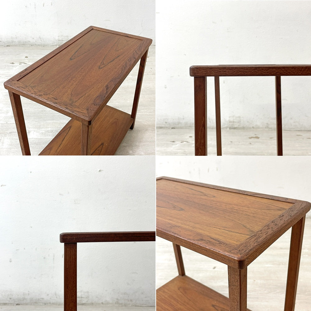 ジャパンビンテージ 木製 花台 飾り棚 サイドテーブル チーク材 W50cm vintage ●