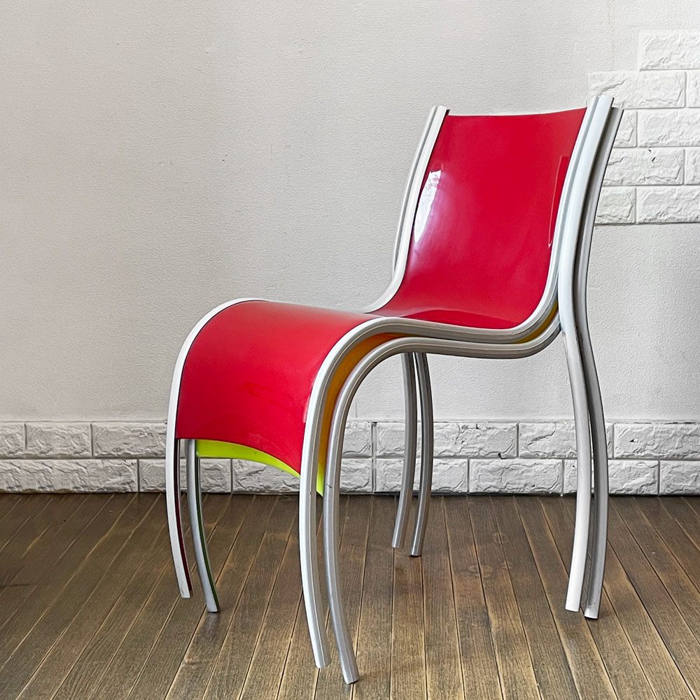 カルテル Kartell FPE chair スタッキングチェア ダイニングチェア アルミ ポリプロピレン レッド ロンアラッド イタリアモダン 廃番 ◎