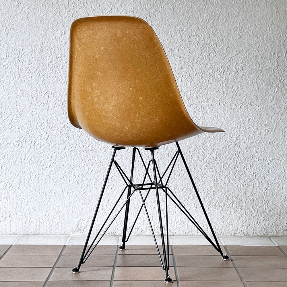 ハーマンミラー Herman Miller サイドシェルチェア 2nd 希少 オークルダーク エッフェルベース リプロダクト脚 イームズ ビンテージ ミッドセンチュリー ◇